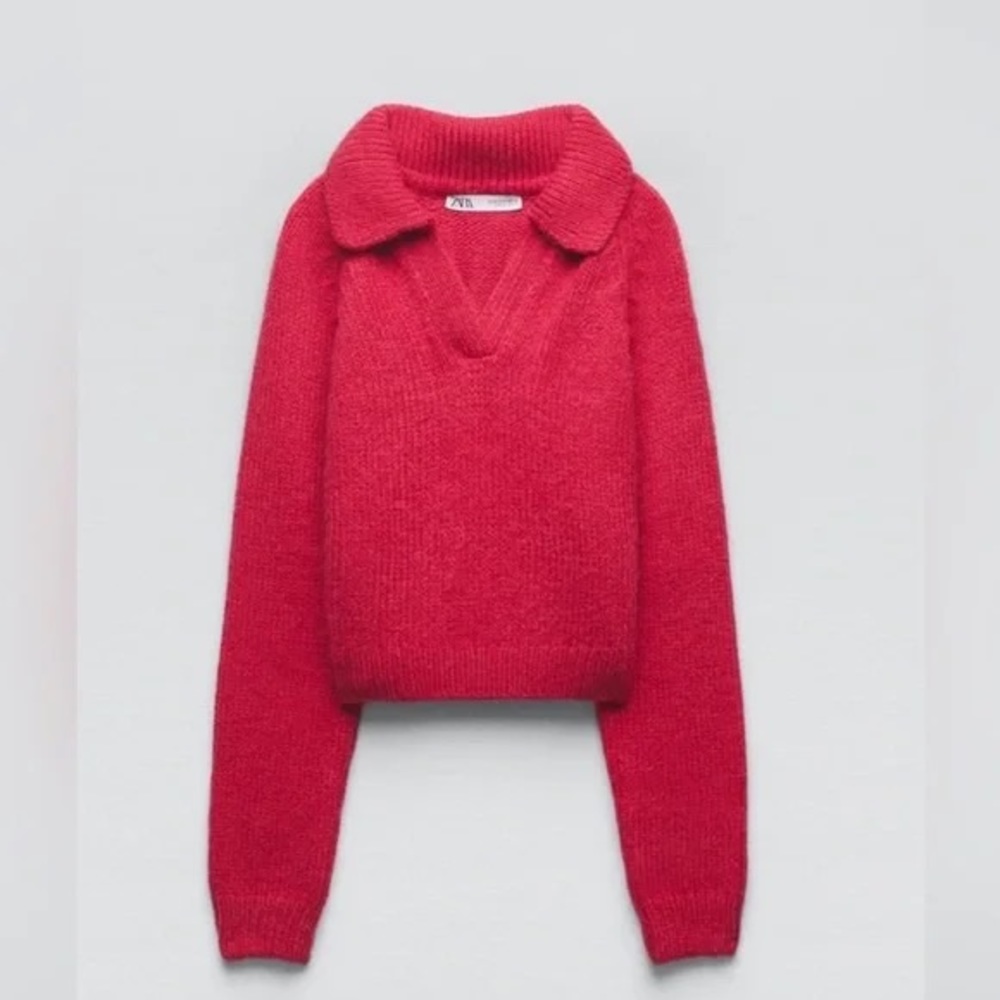 Zara Cropped Knit Sweater w/ Collar